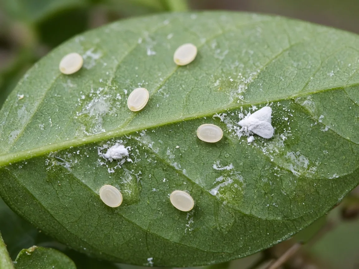Close-up of Whiteflies on Aparajita - diagnostic detail