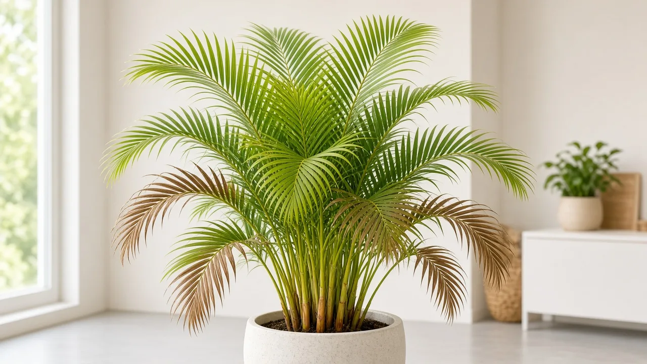 Brown Leaves on Areca Palm - visible symptom on the plant