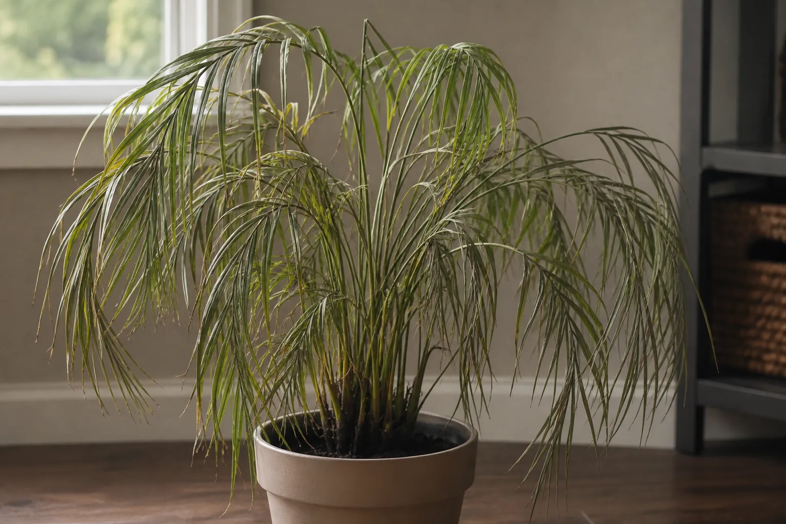 Drooping Leaves on Areca Palm - visible symptom on the plant