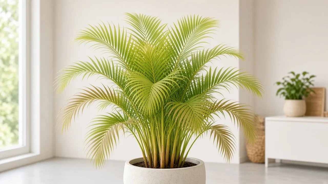 Pale Leaves on Areca Palm - visible symptom on the plant