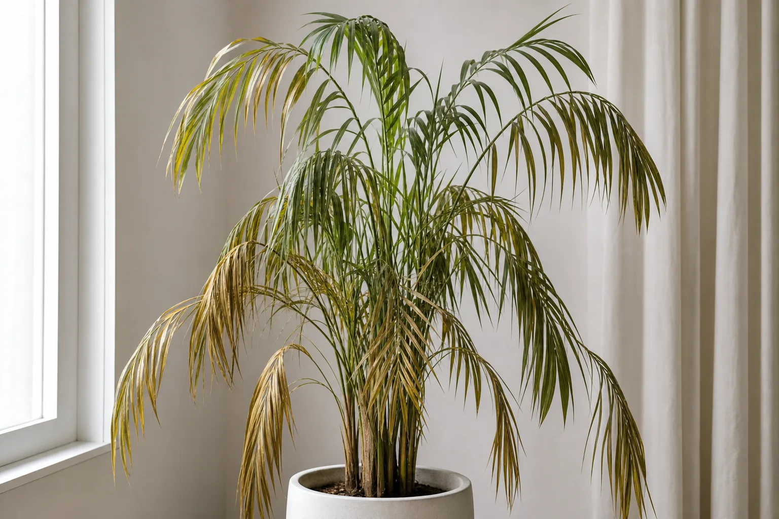 Wilting on Areca Palm - visible symptom on the plant