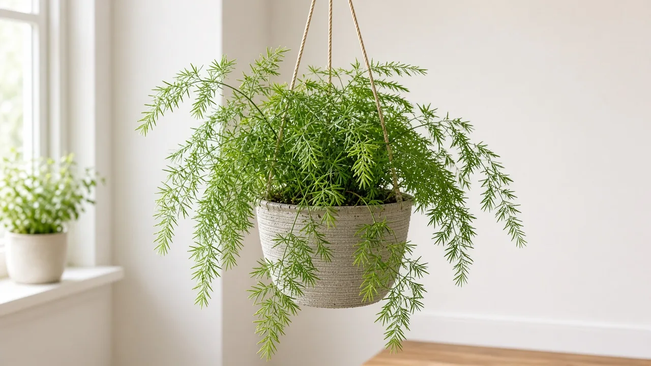 Caterpillars on Asparagus Fern - ragged chew on feathery cladode sprays with frass