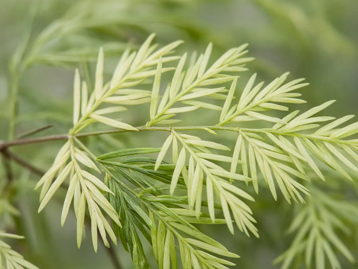 Close-up of Pale Leaves on Asparagus Fern - diagnostic detail