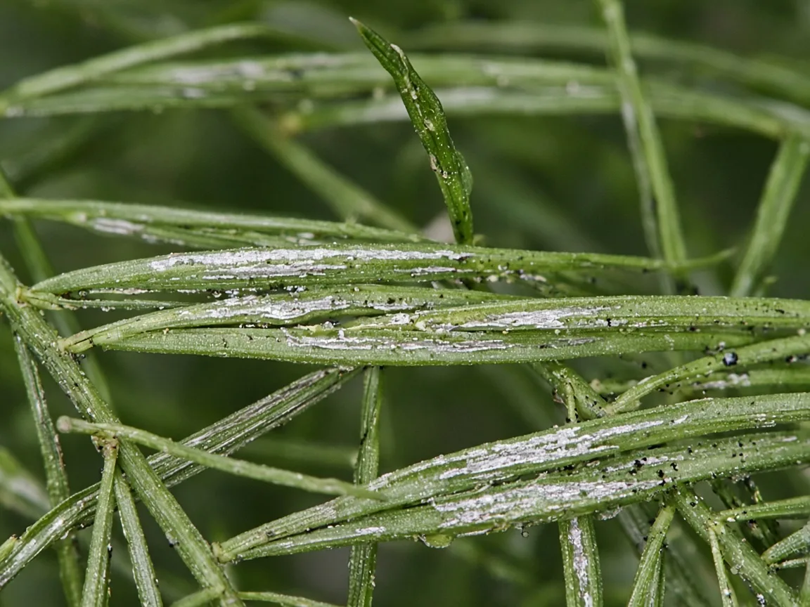 Close-up of Thrips on Asparagus Fern - diagnostic detail