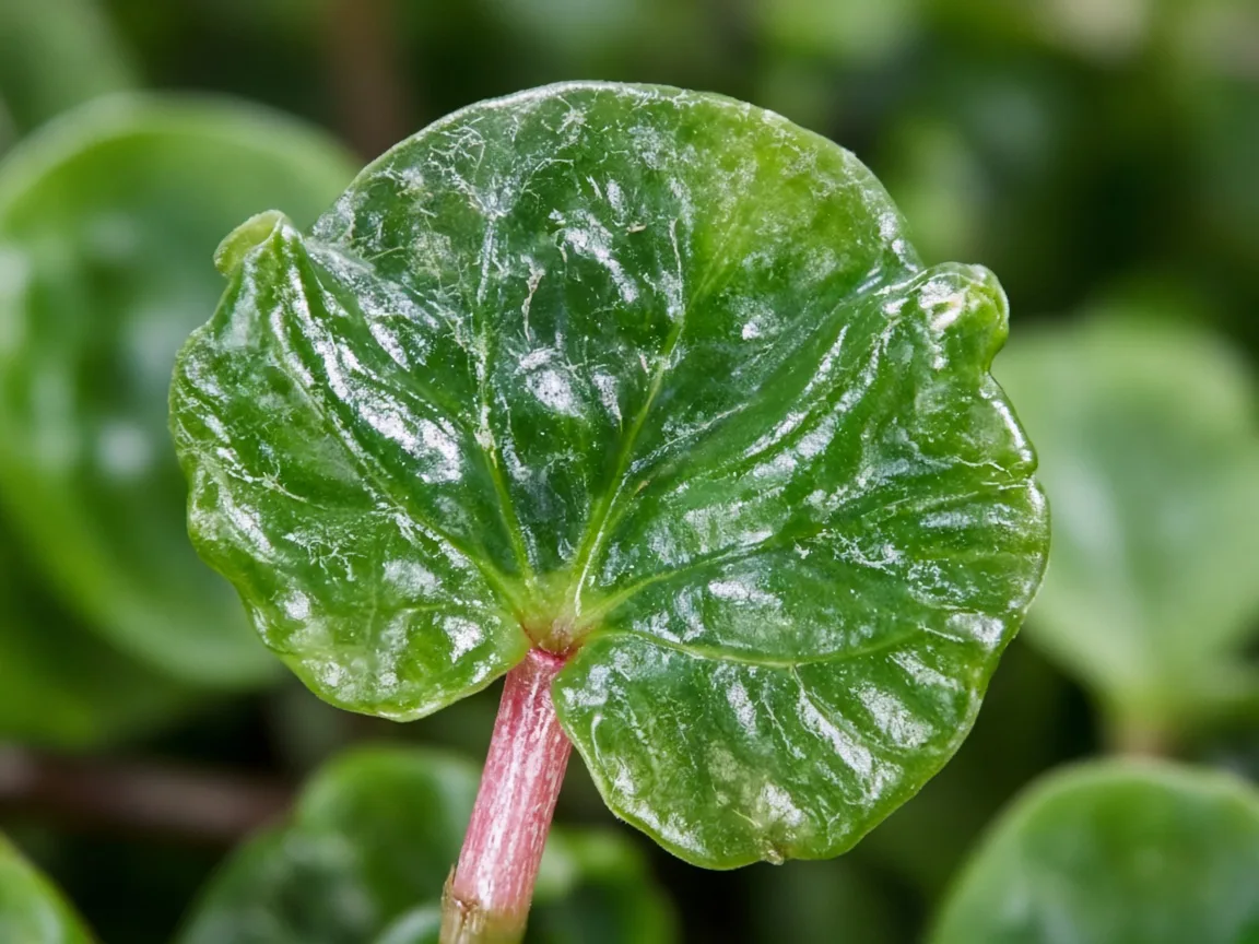 Close-up of Distorted Leaves on Baby Rubber Plant - diagnostic detail