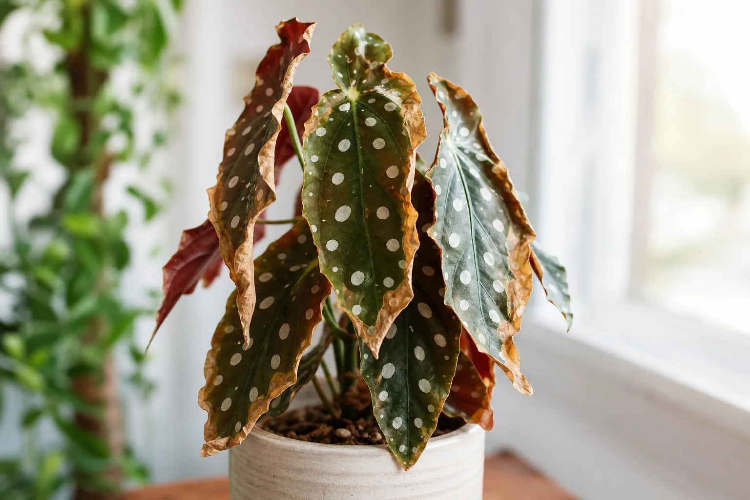 Low Humidity on Begonia Maculata - visible symptom on the plant