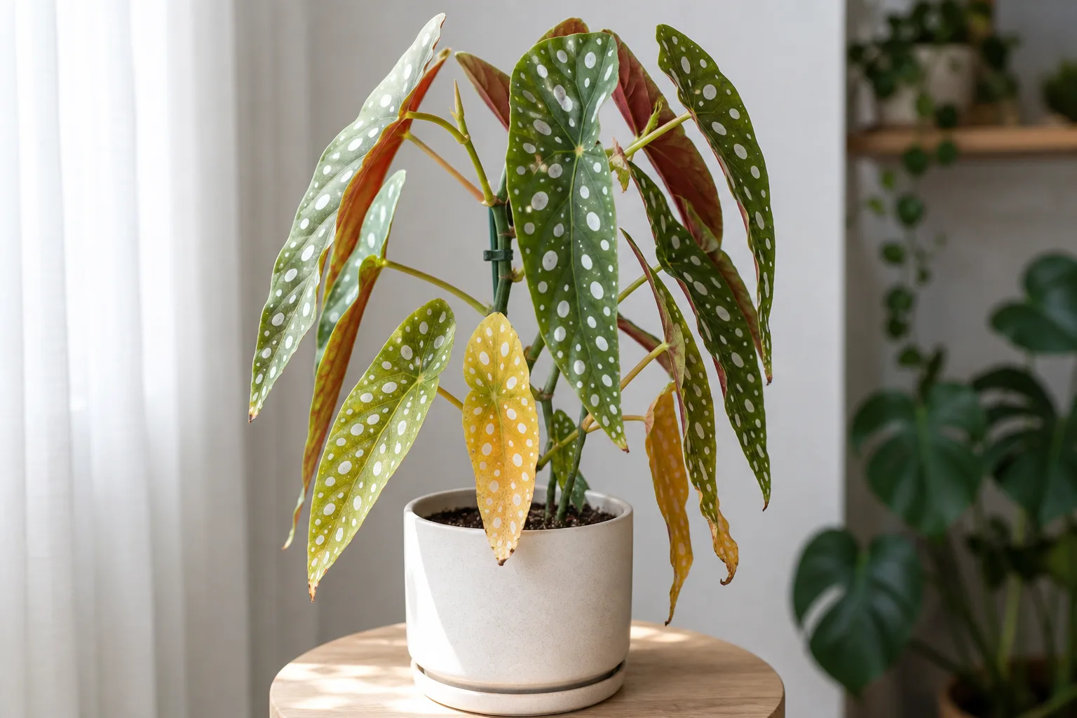 Yellow Leaves on Begonia Maculata - visible symptom on the plant