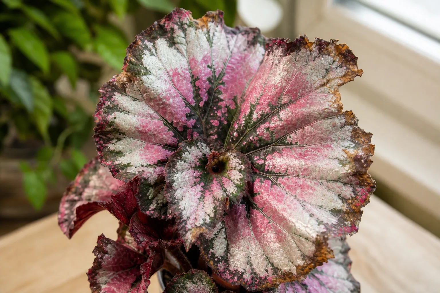 Brown Tips on Begonia Rex - visible symptom on the plant