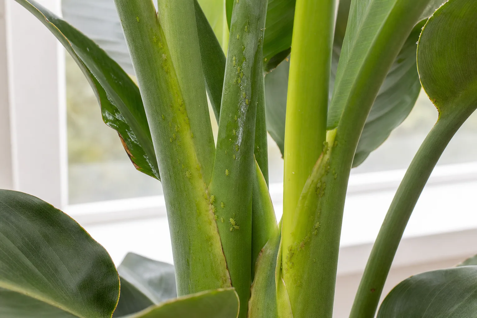 Aphids on Bird of Paradise - visible symptom on the plant