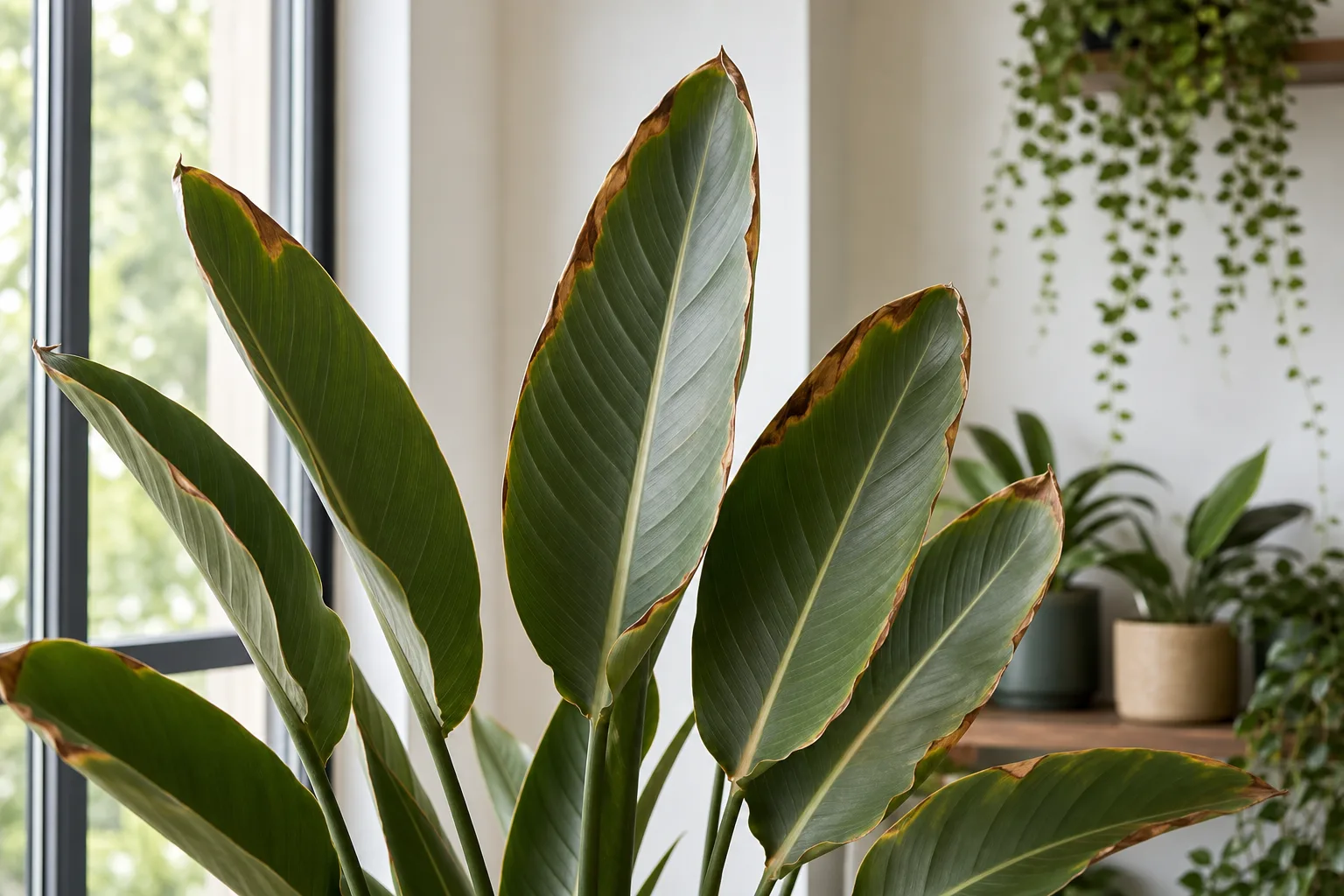 Brown Tips on Bird of Paradise - visible symptom on the plant