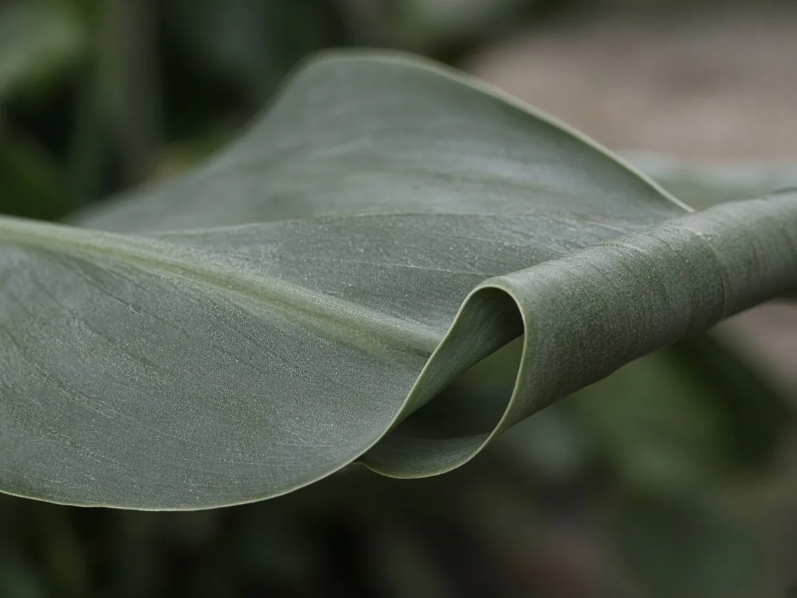 Close-up of curling leaves on Bird of Paradise — diagnostic detail
