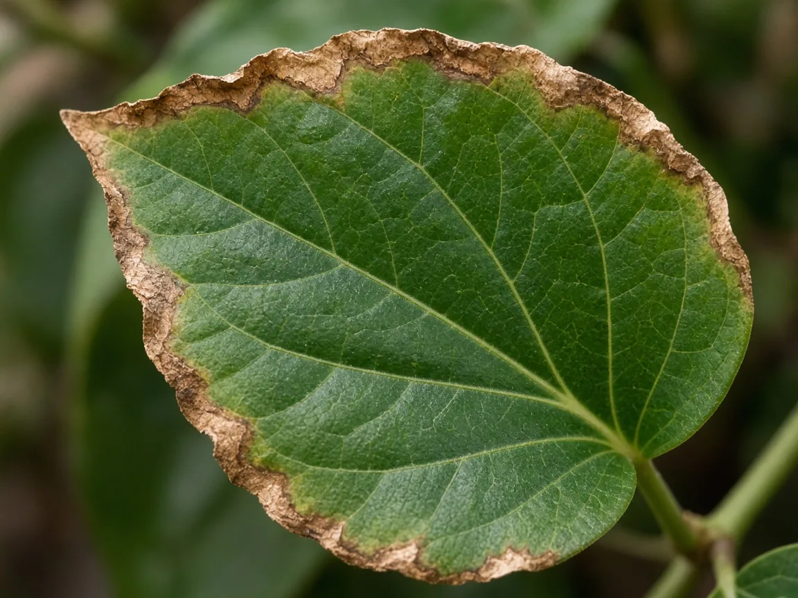 Close-up of low humidity on Black Pepper cordate leaves