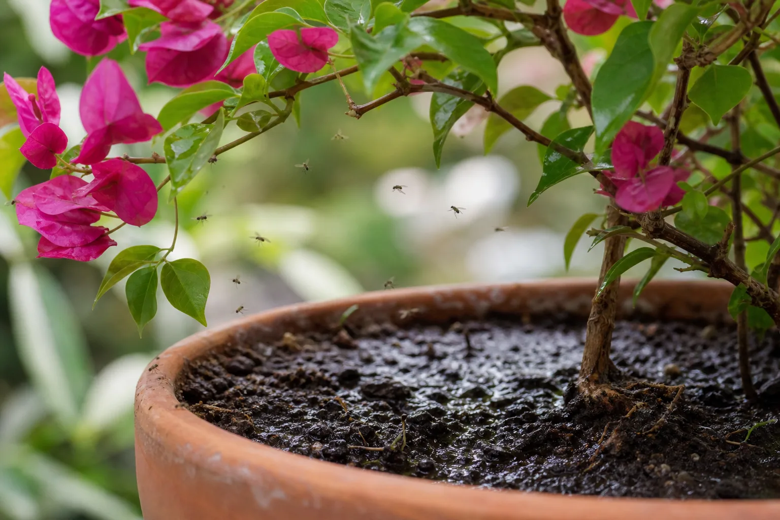 Fungus Gnats on Bougainvillea - visible symptom on the plant