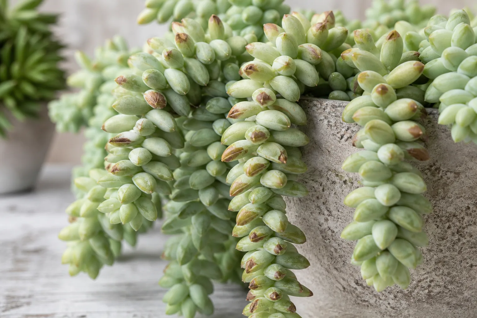 Brown Tips on Burro's Tail - visible symptom on the plant