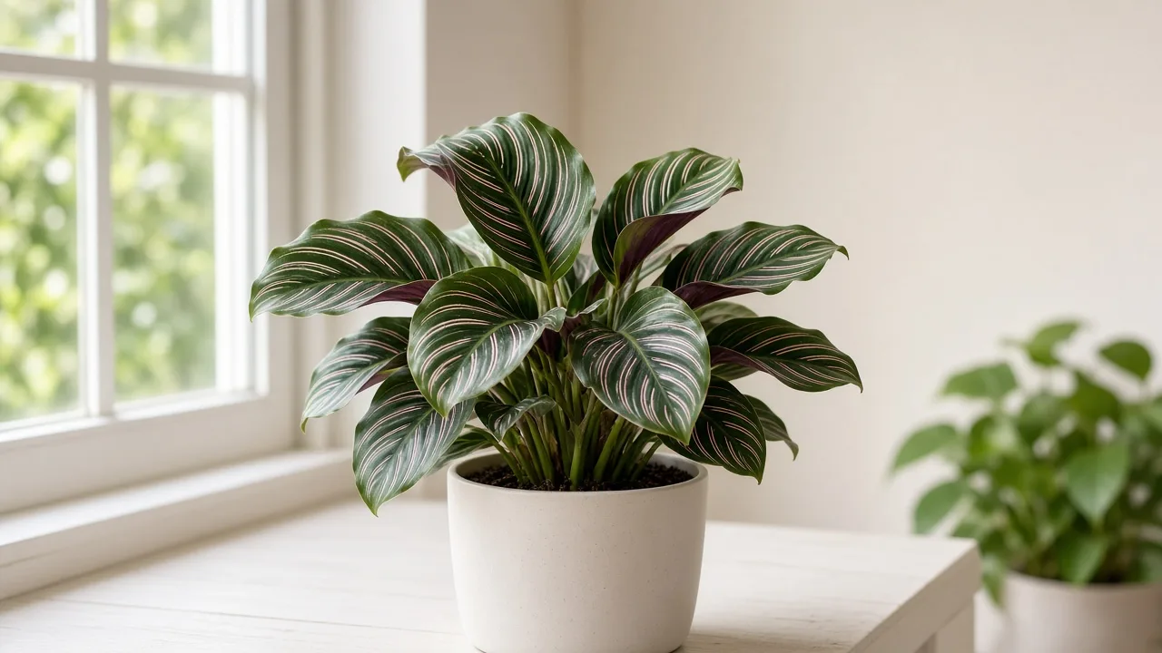 Curling leaves on Calathea - visible symptom on the plant