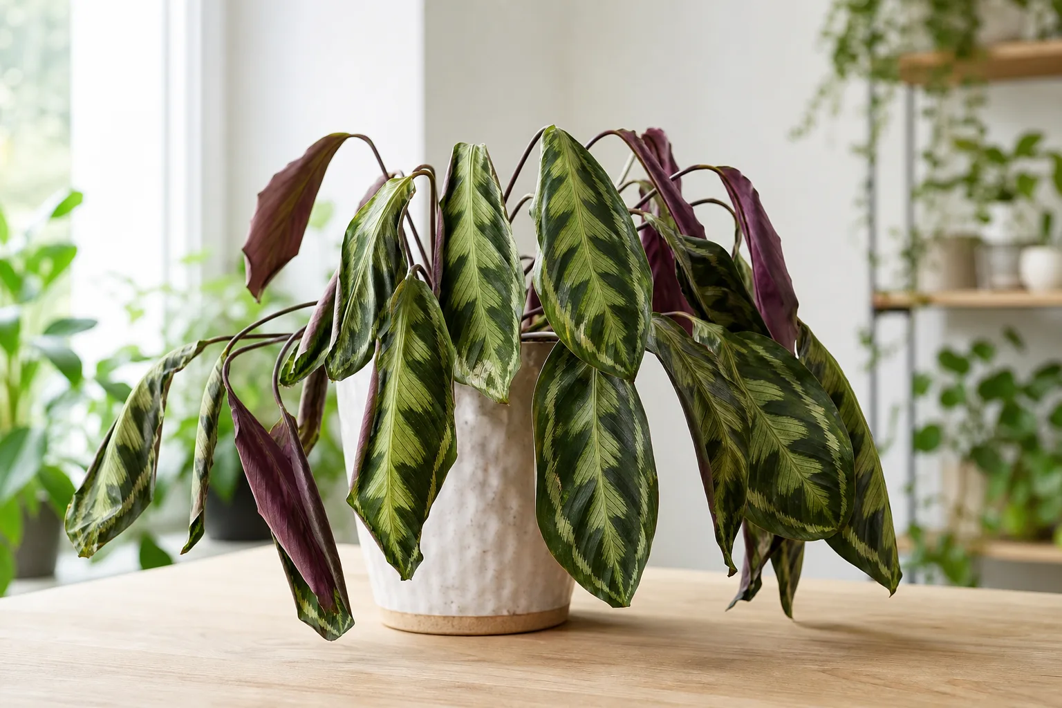 Drooping Leaves on Calathea - visible symptom on the plant