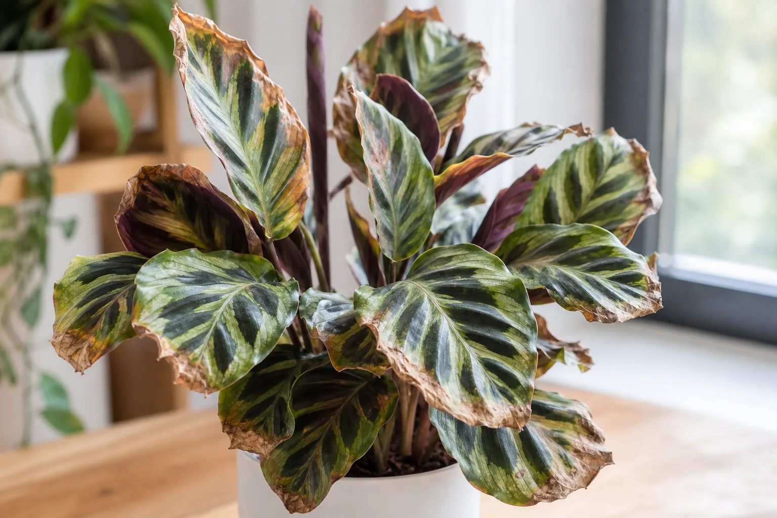 Low Humidity on Calathea - visible symptom on the plant
