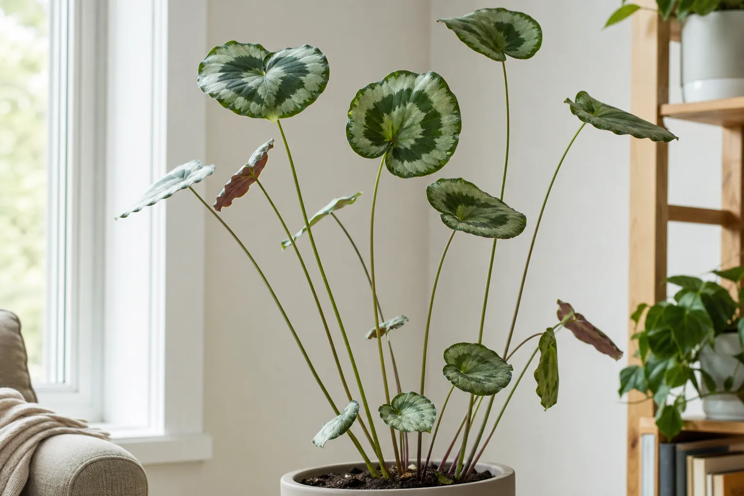 Leggy Growth on Calathea Medallion - visible symptom on the plant