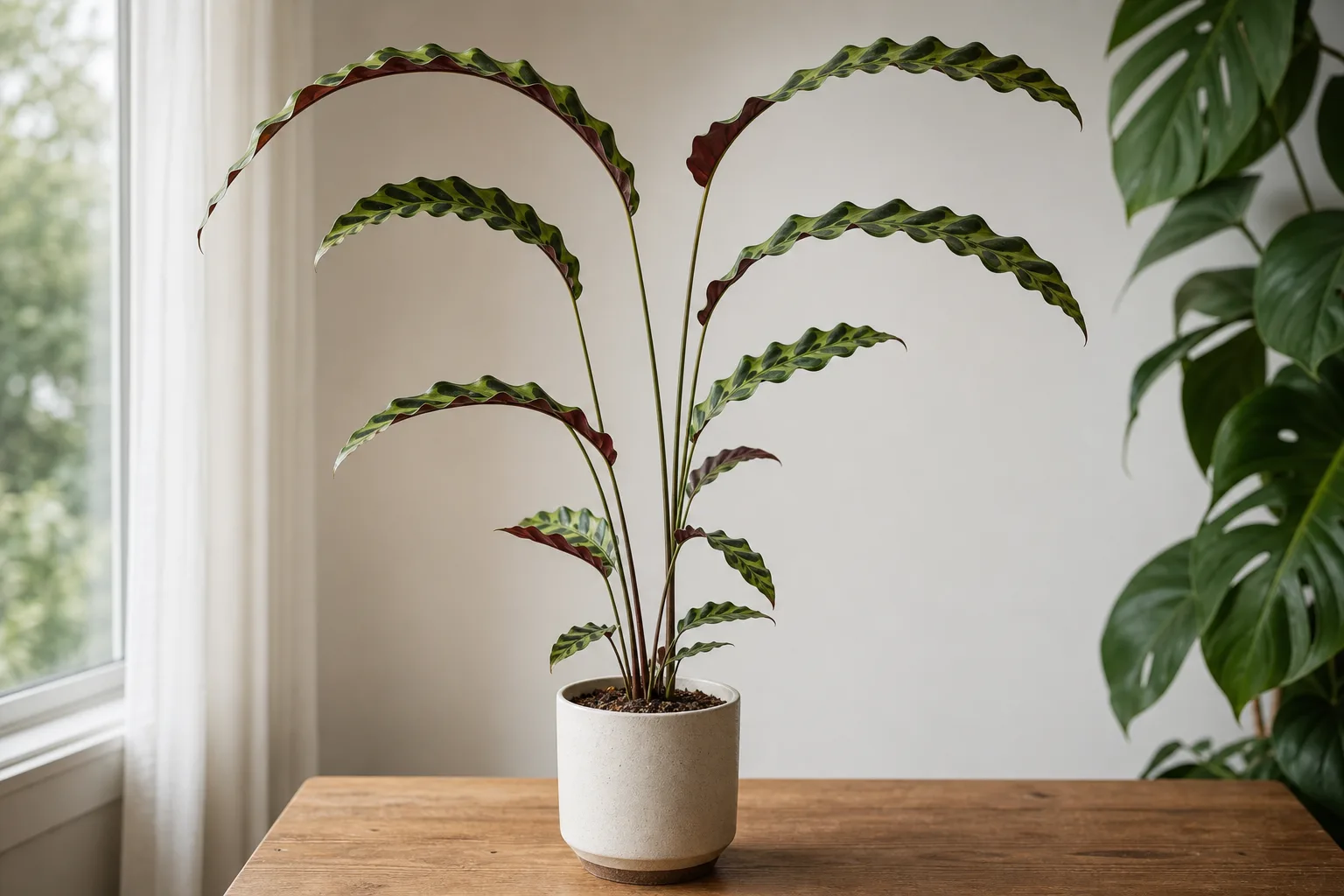 Leggy Growth on Calathea Rattlesnake - visible symptom on the plant