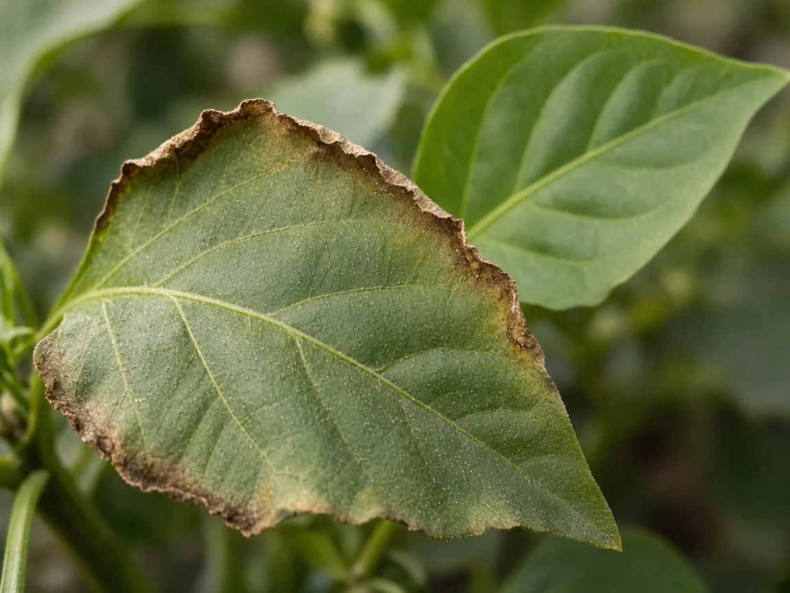 Close-up of Underwatering on Capsicum - diagnostic detail