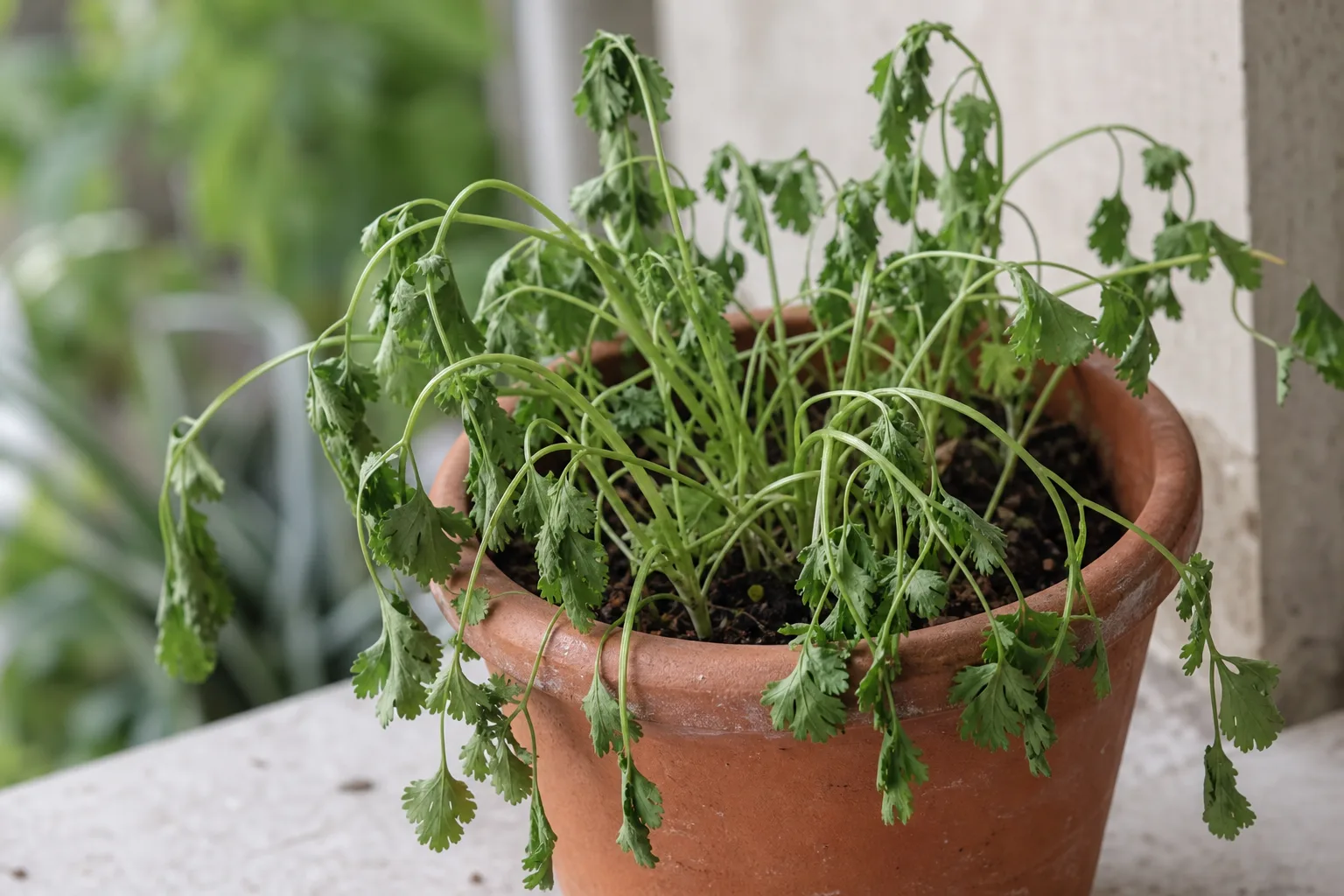 Wilting on Coriander - visible symptom on the plant