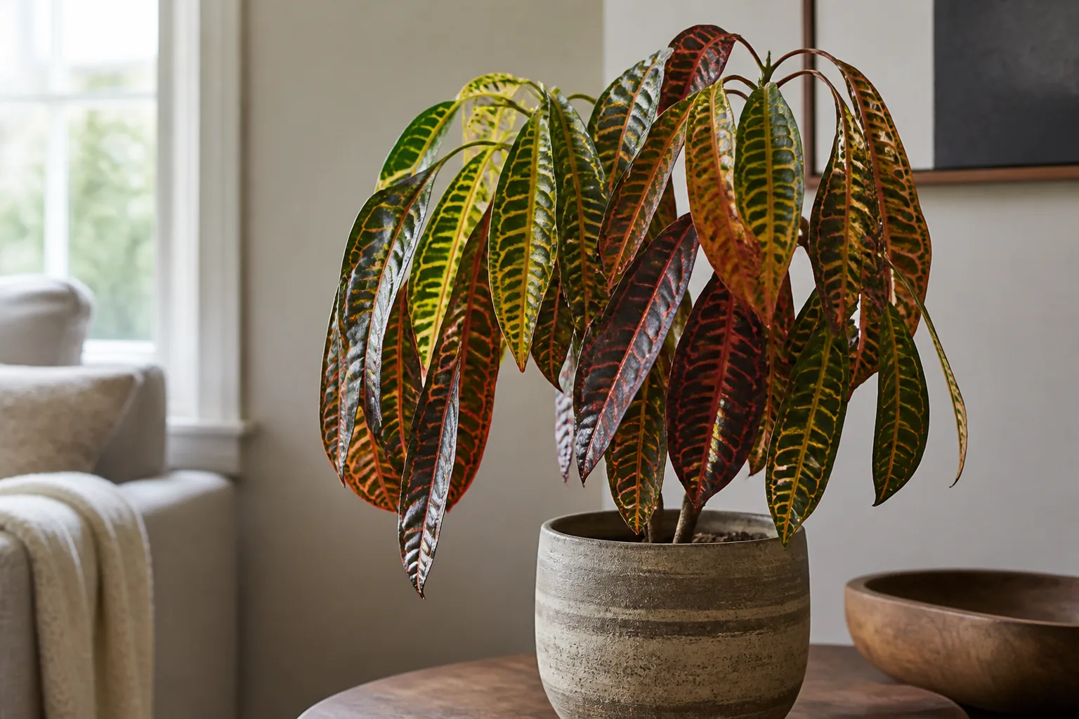 Drooping Leaves on Croton - visible symptom on the plant