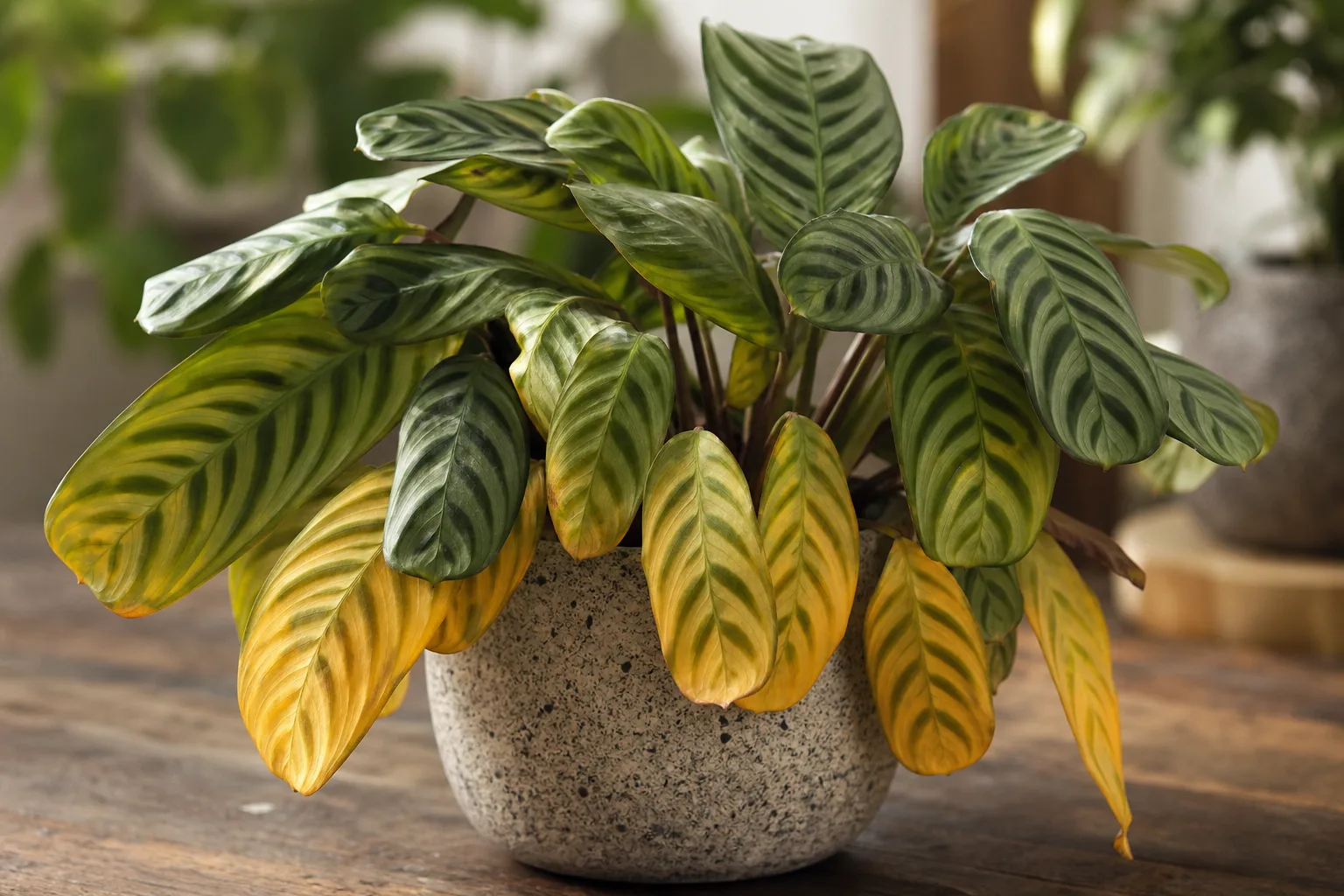 Yellow Leaves on Ctenanthe - visible symptom on the plant