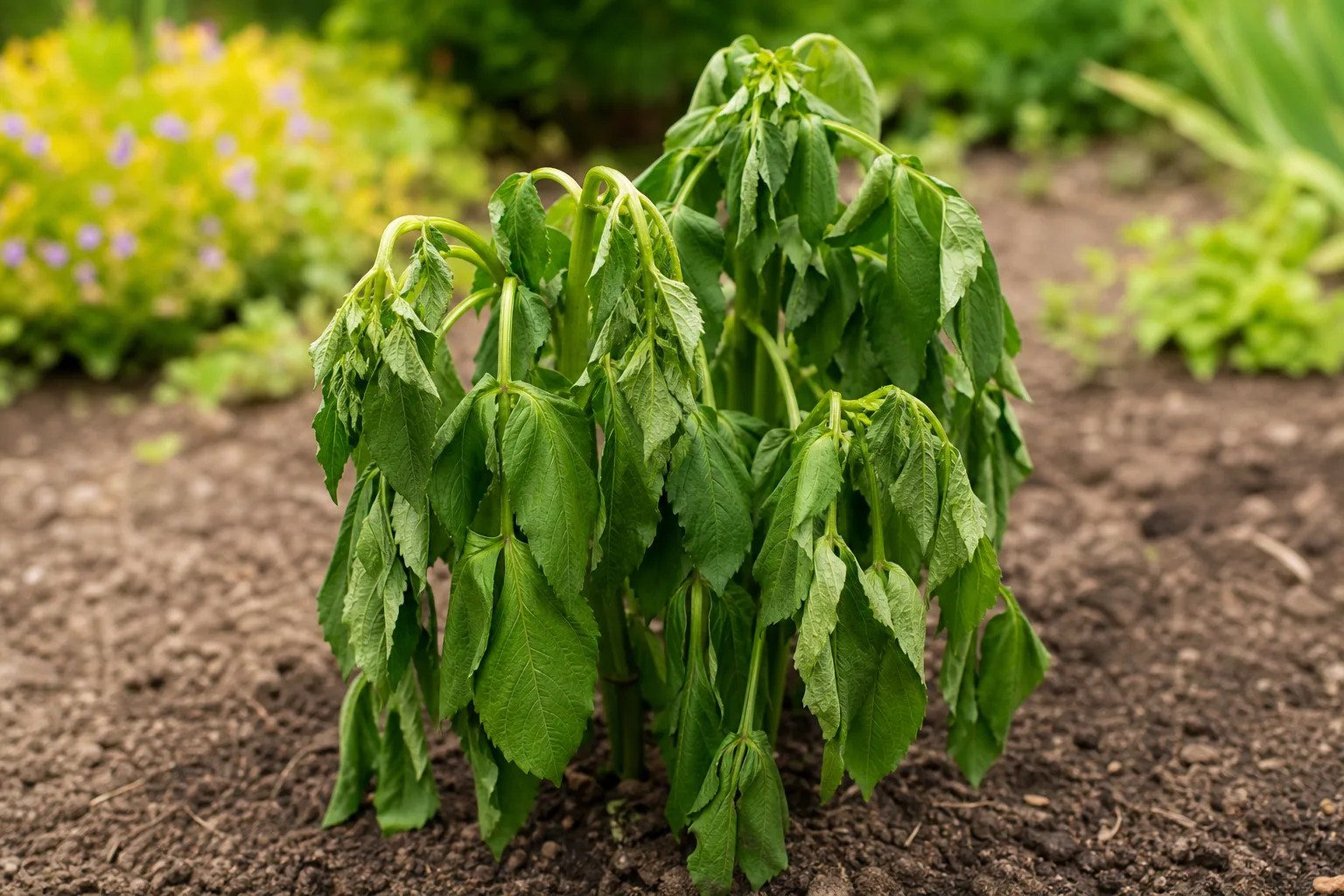 Wilting on Dahlia - visible symptom on the plant