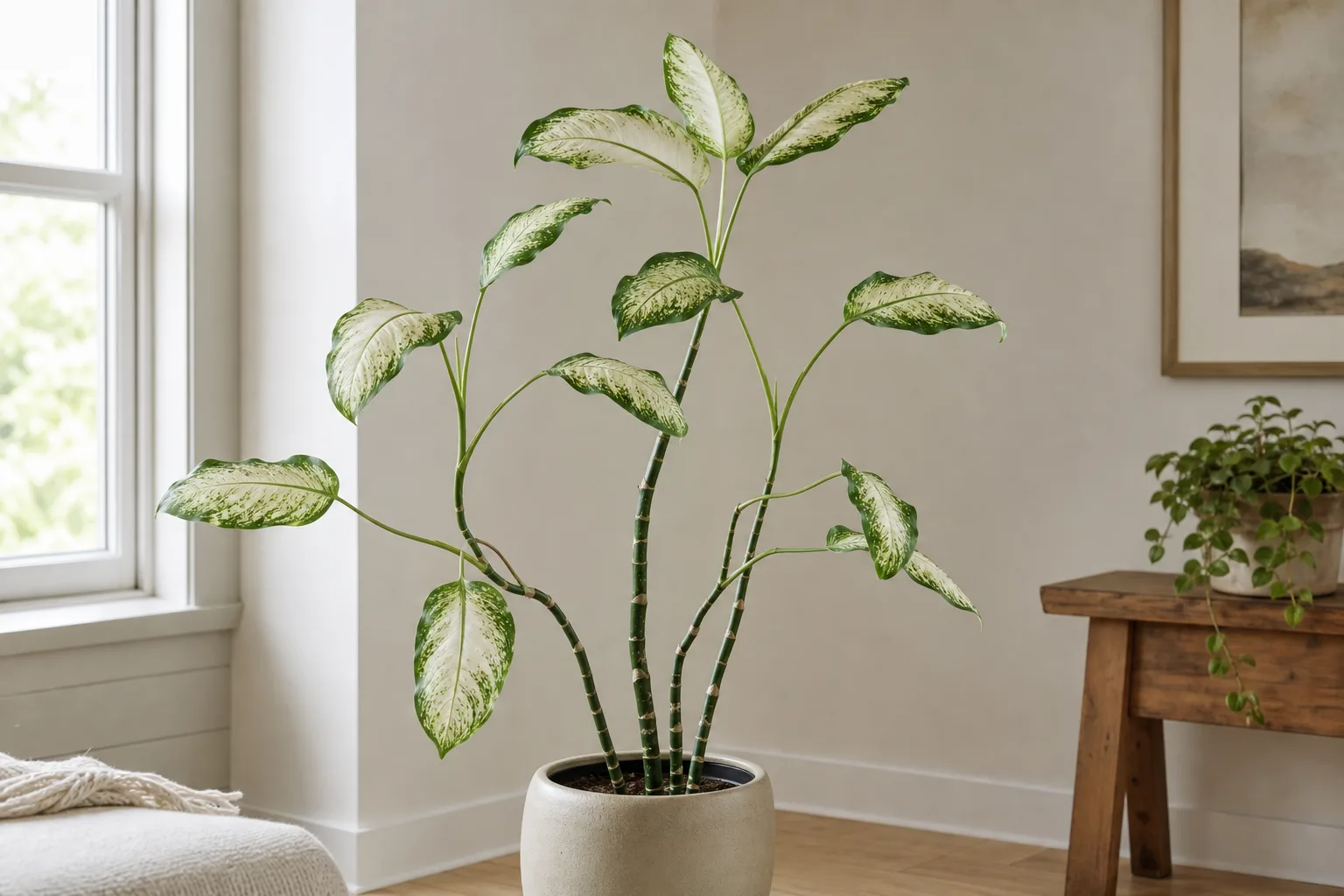 Leggy Growth on Dieffenbachia Camille - visible symptom on the plant
