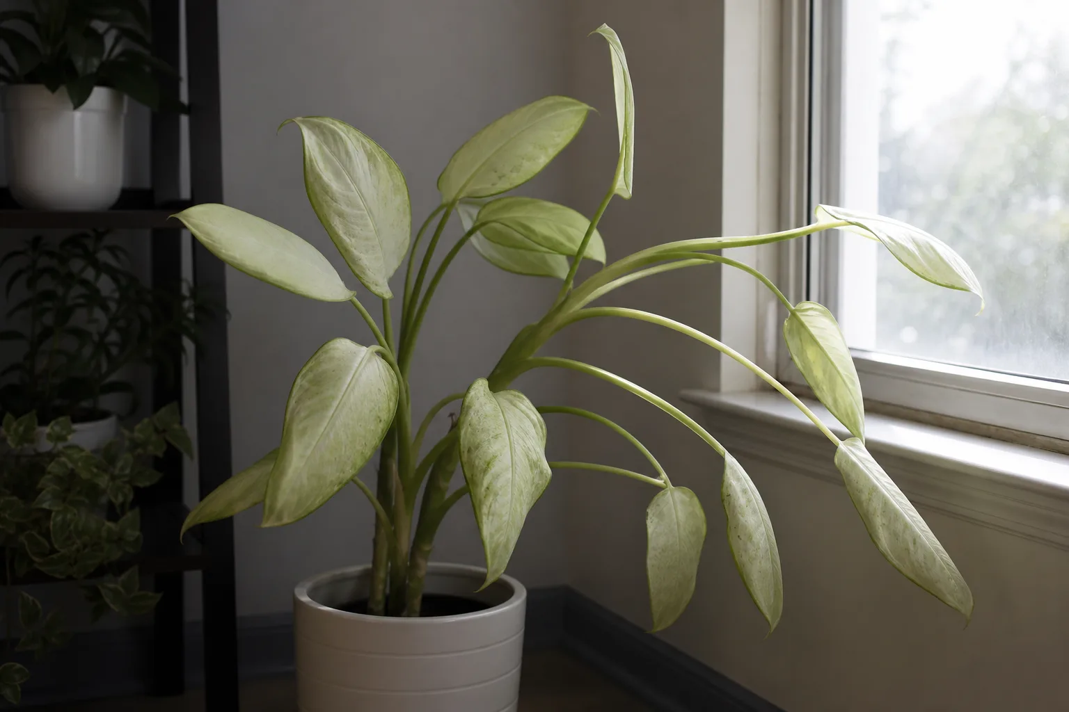 Not Enough Light on Dieffenbachia Tropic Snow - visible symptom on the plant