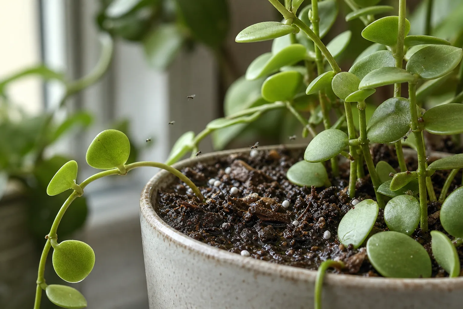 Fungus Gnats on Dischidia - visible symptom on the plant
