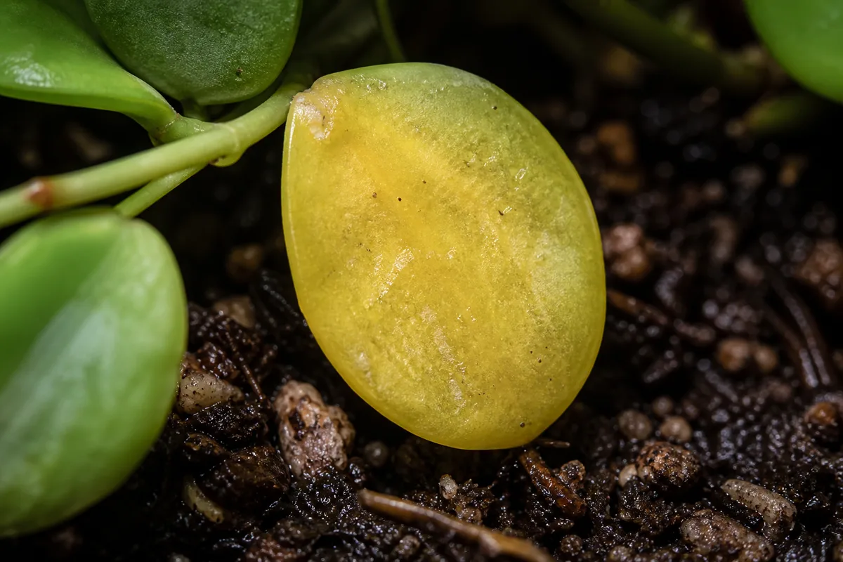 Close-up of Overwatering on Dischidia - diagnostic detail