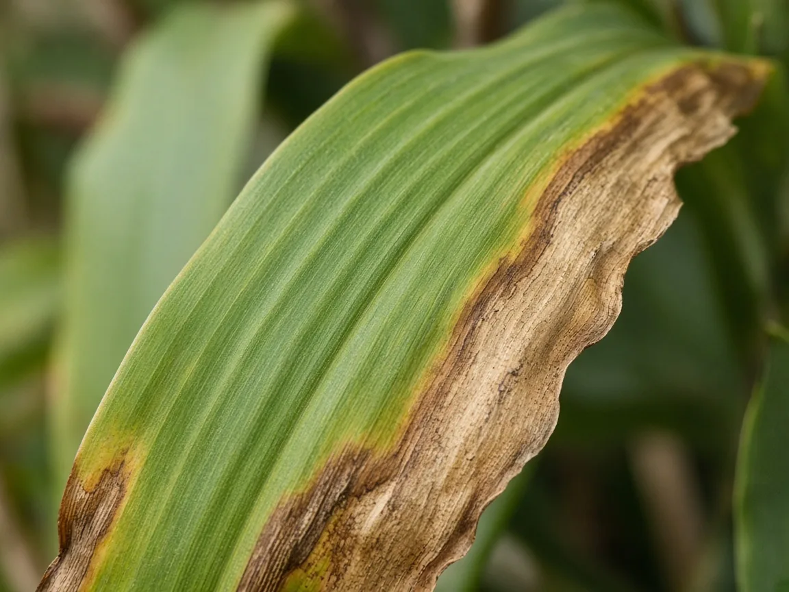 Close-up of Brown Leaves on Dracaena - diagnostic detail
