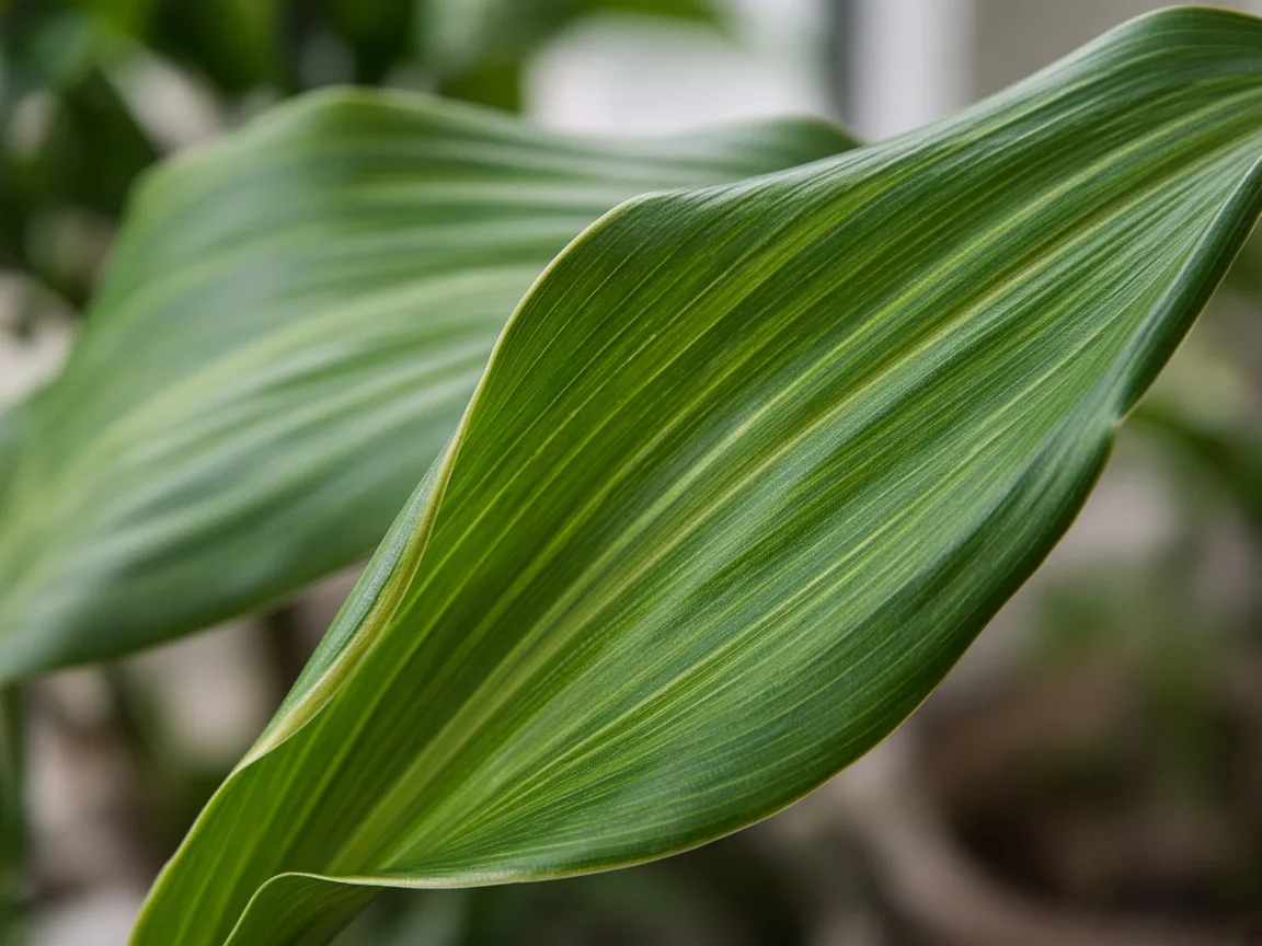 Close-up of curling leaves on Dracaena - diagnostic detail