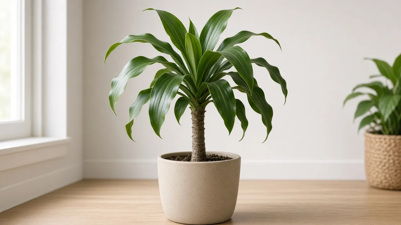 Curling leaves on Dracaena - visible symptom on the plant