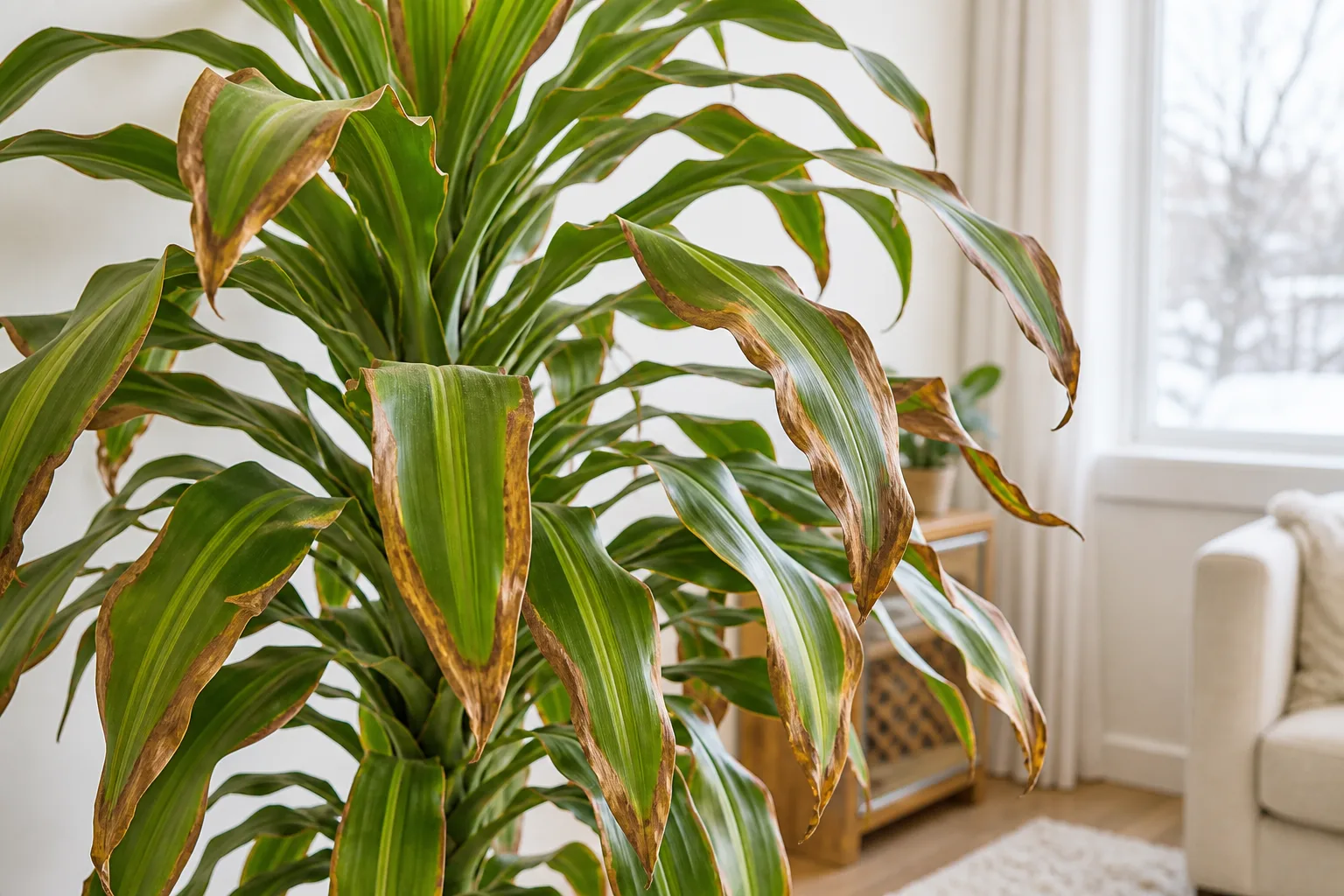 Low Humidity on Dracaena - visible symptom on the plant