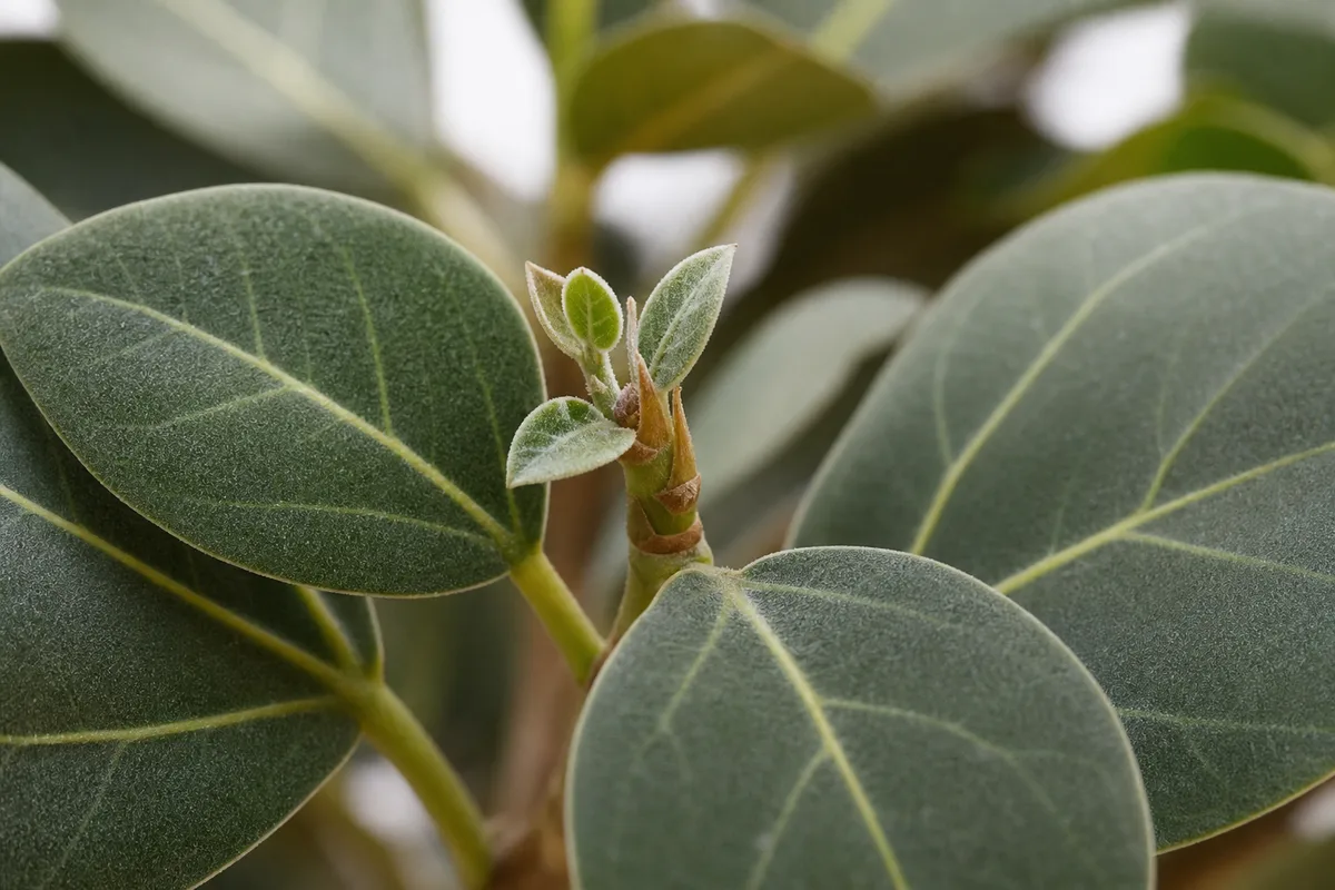 Close-up of Slow Growth on Ficus Audrey - diagnostic detail