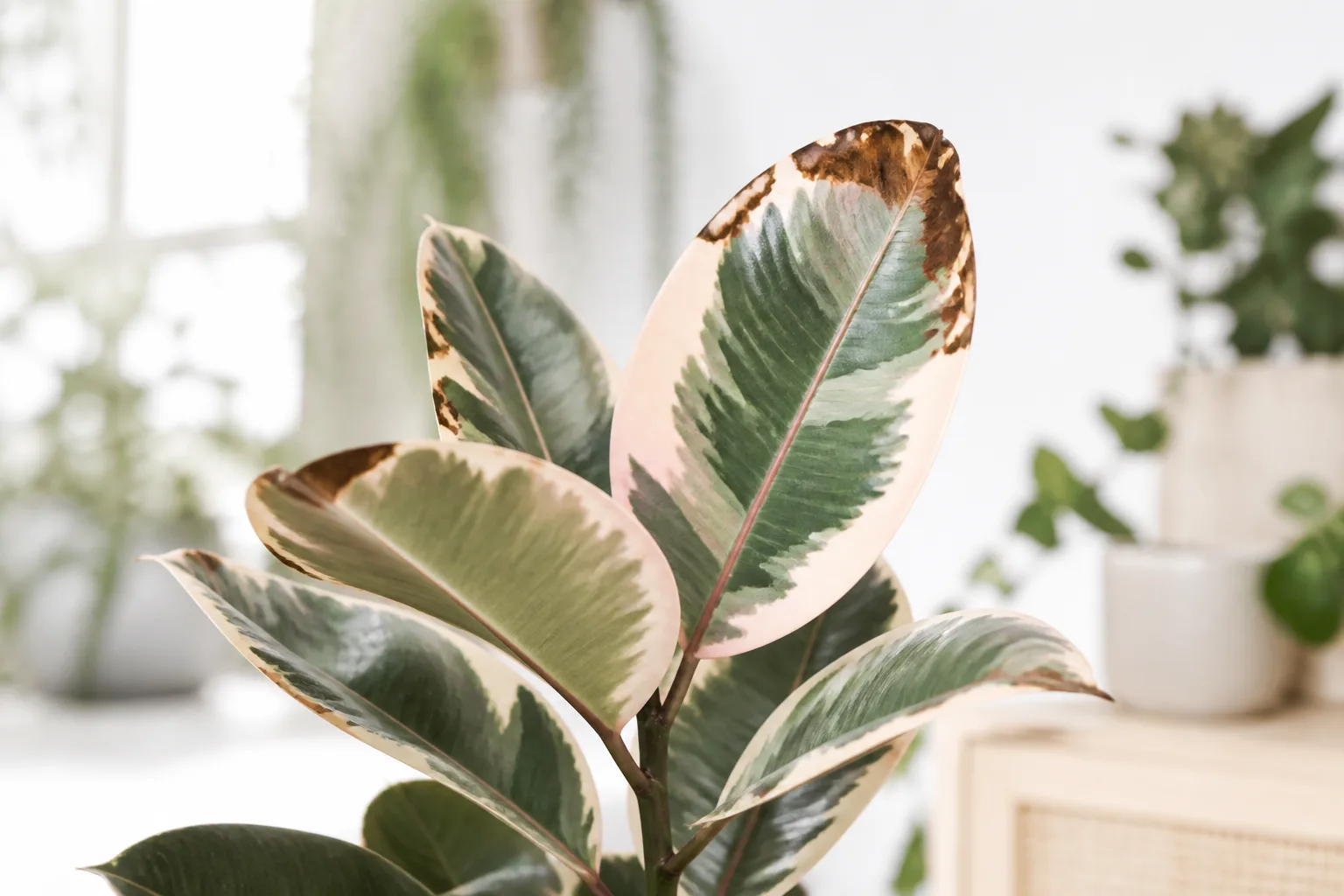 Brown Tips on Ficus Tineke - visible symptom on the plant
