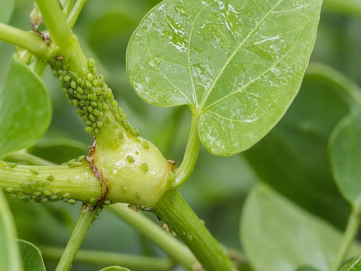 Close-up of Aphids on Giloy - diagnostic detail