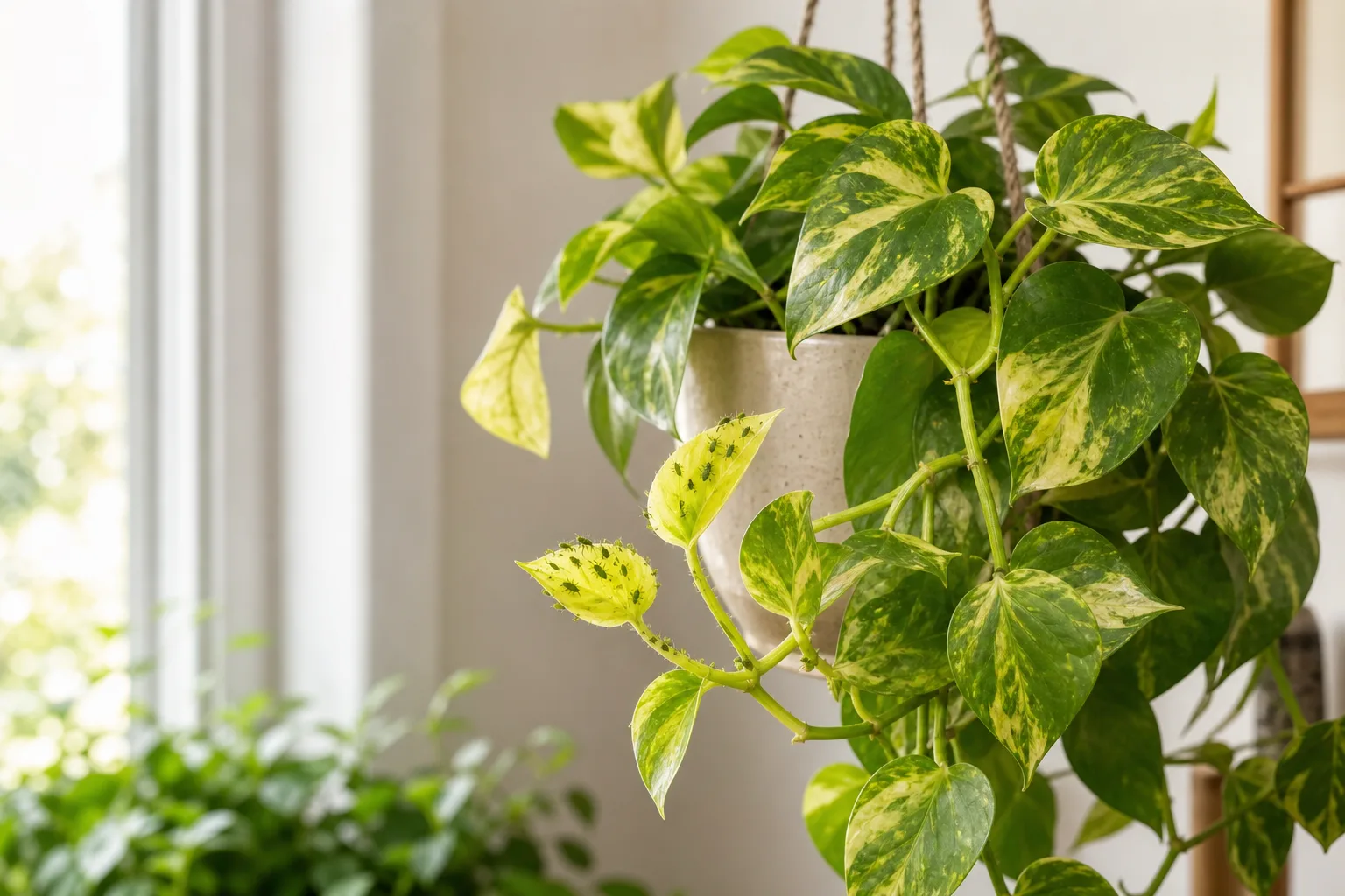 Aphids on Golden Pothos - visible symptom on the plant