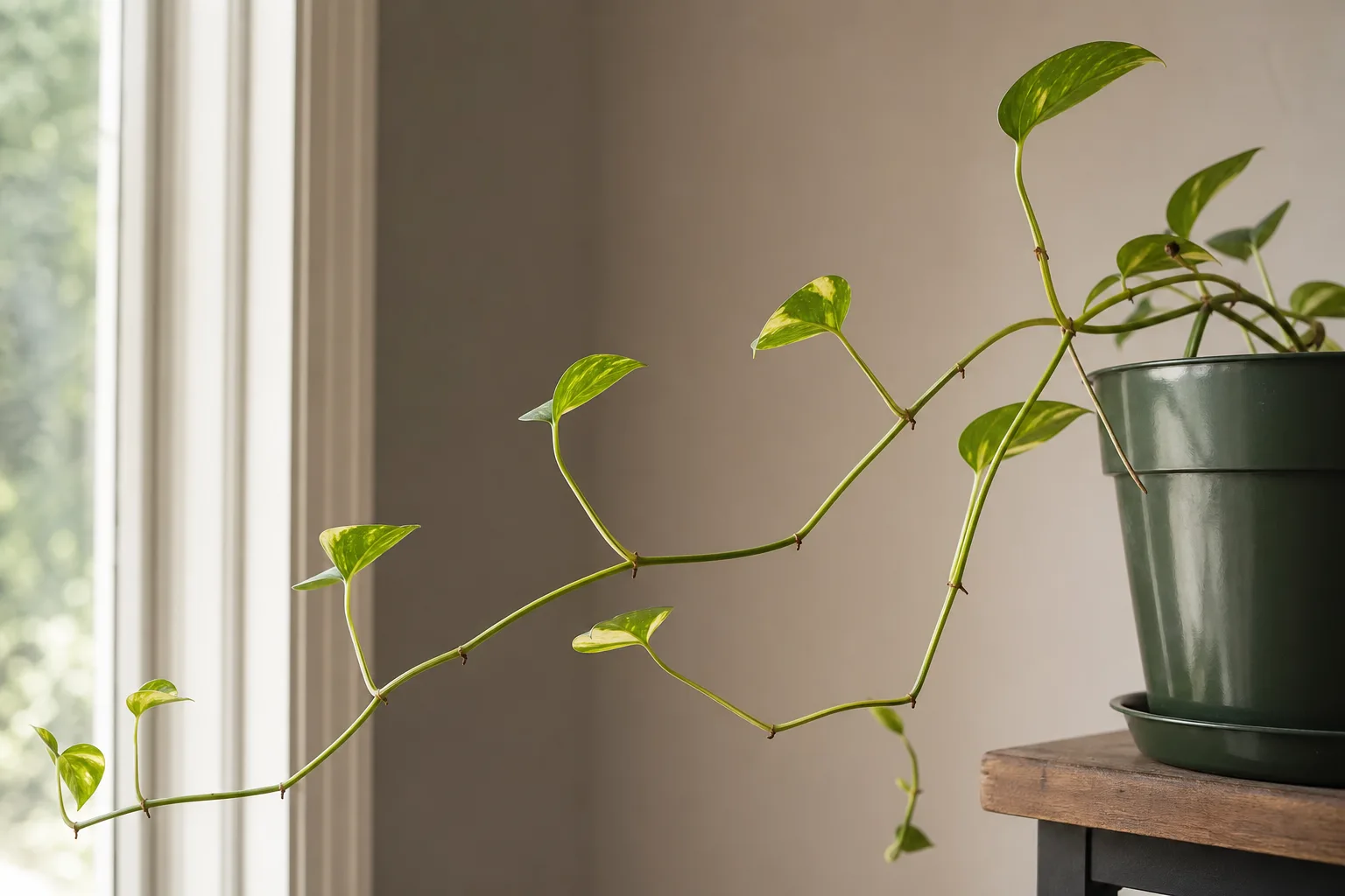 Leggy Growth on Golden Pothos - visible symptom on the plant