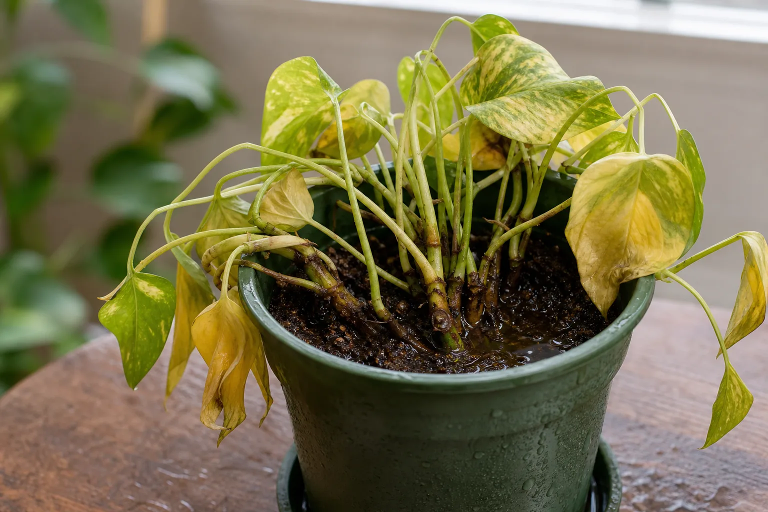 Golden pothos root rot symptoms for houseplant revival diagnosis