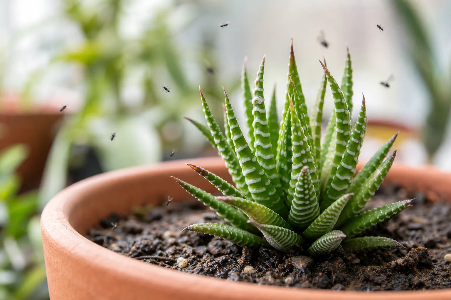Fungus Gnats on Haworthia - visible symptom on the plant