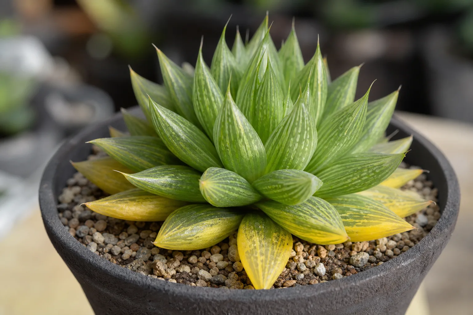 Yellow Leaves on Haworthia - visible symptom on the plant