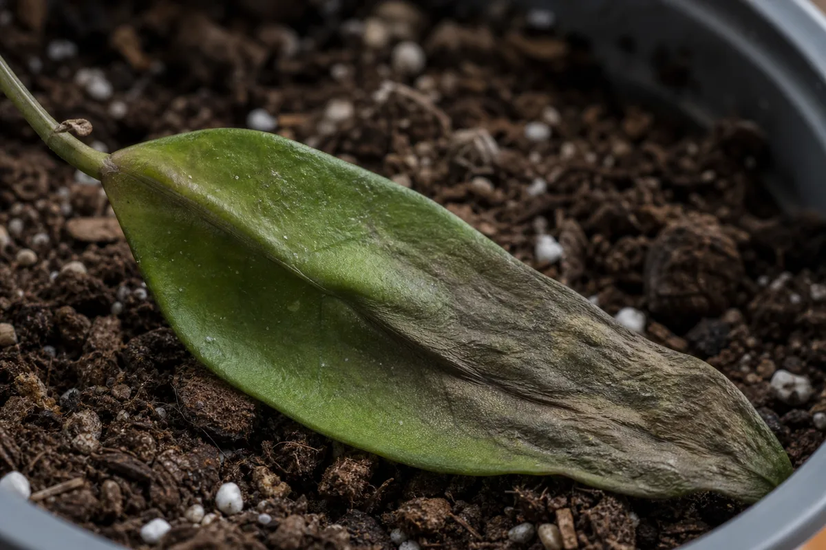 Close-up of Underwatering on Hoya Carnosa - diagnostic detail