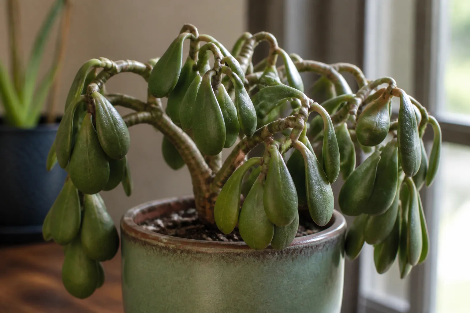 Drooping Leaves on Jade Plant - visible symptom on the plant