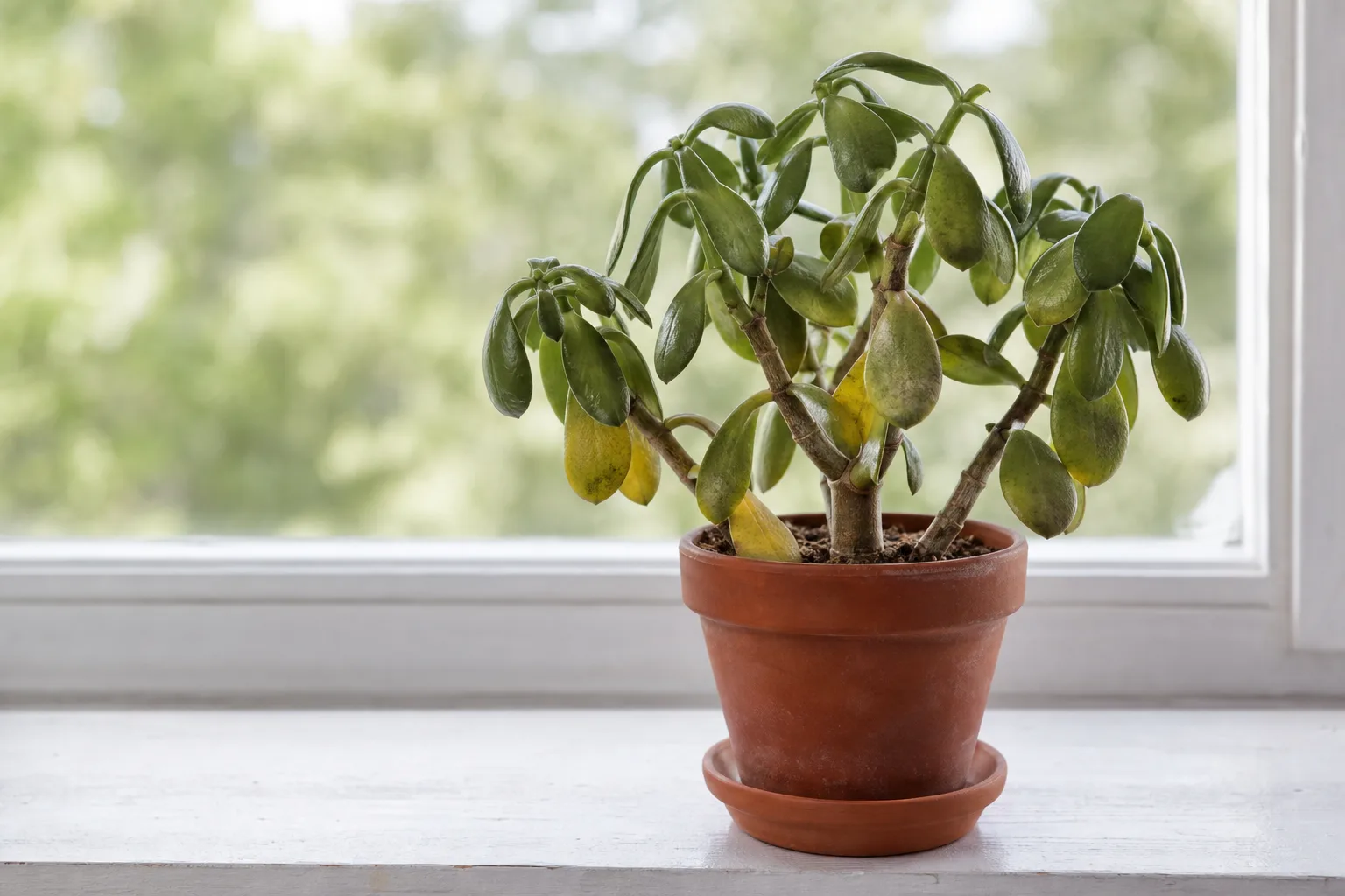 Jade plant roots shown during an inspection for root-rot damage