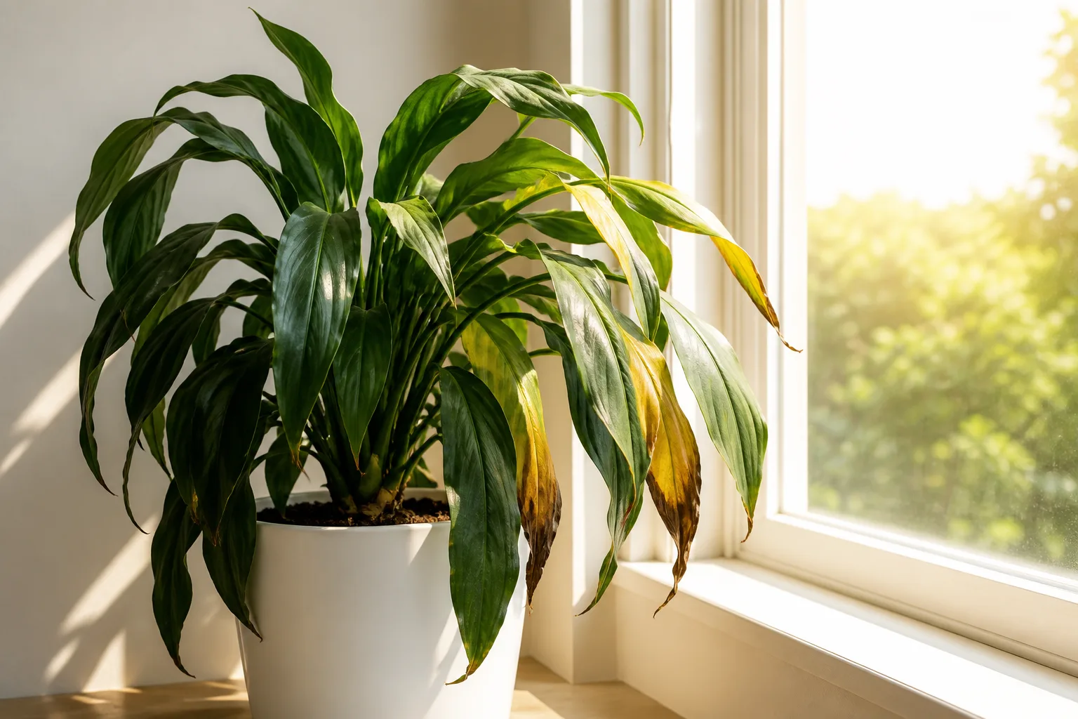 Heat Stress on Janet Craig Dracaena - visible symptom on the plant