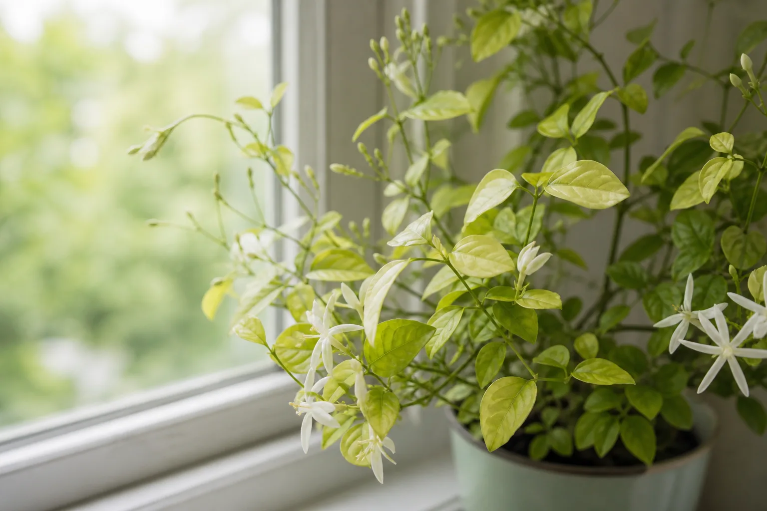 Pale Leaves on Jasmine - visible symptom on the plant