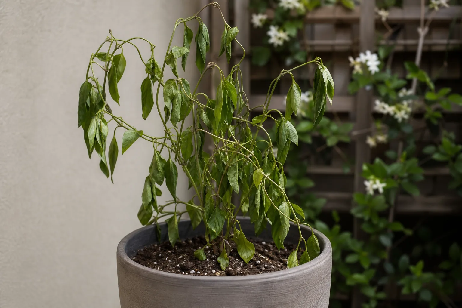 Transplant Shock on Jasmine - visible symptom on the plant